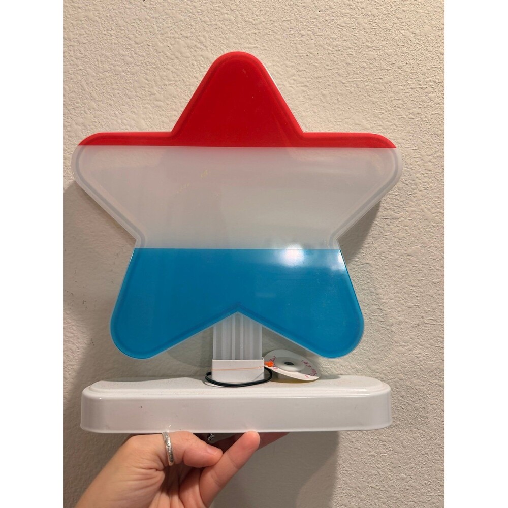 Independence Neon Star Red White Blue Night Light Lamp Battery Try Me Button USA